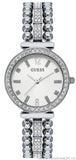 Guess Gala Diamonds Silver Dial Silver Steel Strap Watch for Women - GW0401L1