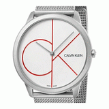 Calvin Klein Minimal White Dial Silver Mesh Bracelet Watch for Men - K3M51152