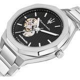 Maserati Stile Automatic Black Dial Silver Steel Strap Watch For Men - R8823142002