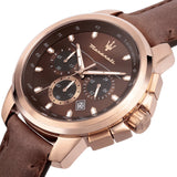 Maserati Successo Brown Dial Brown Leather Strap Watch For Men - R8871621004