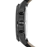 Hugo Boss Grand Prix Black Dial Black Leather Strap Watch for Men - 1513474