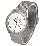 Calvin Klein Minimal White Dial Silver Mesh Bracelet Watch for Women - K3M52152