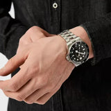 Philipp Plein The $kull Diver Black Dial Silver Stainless Steel Strap Watch For Men- PWOAA0522