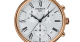 Tissot Carson Premium Chronograph White Dial Brown Leather Strap Watch For Men - T122.417.36.033.00