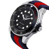 Gucci Dive Black Dial Red & Blue Nylon Strap Watch For Men - YA136210