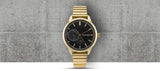 Tommy Hilfiger Brooke Black Dial Gold Steel Strap Watch for Women  - 1782019