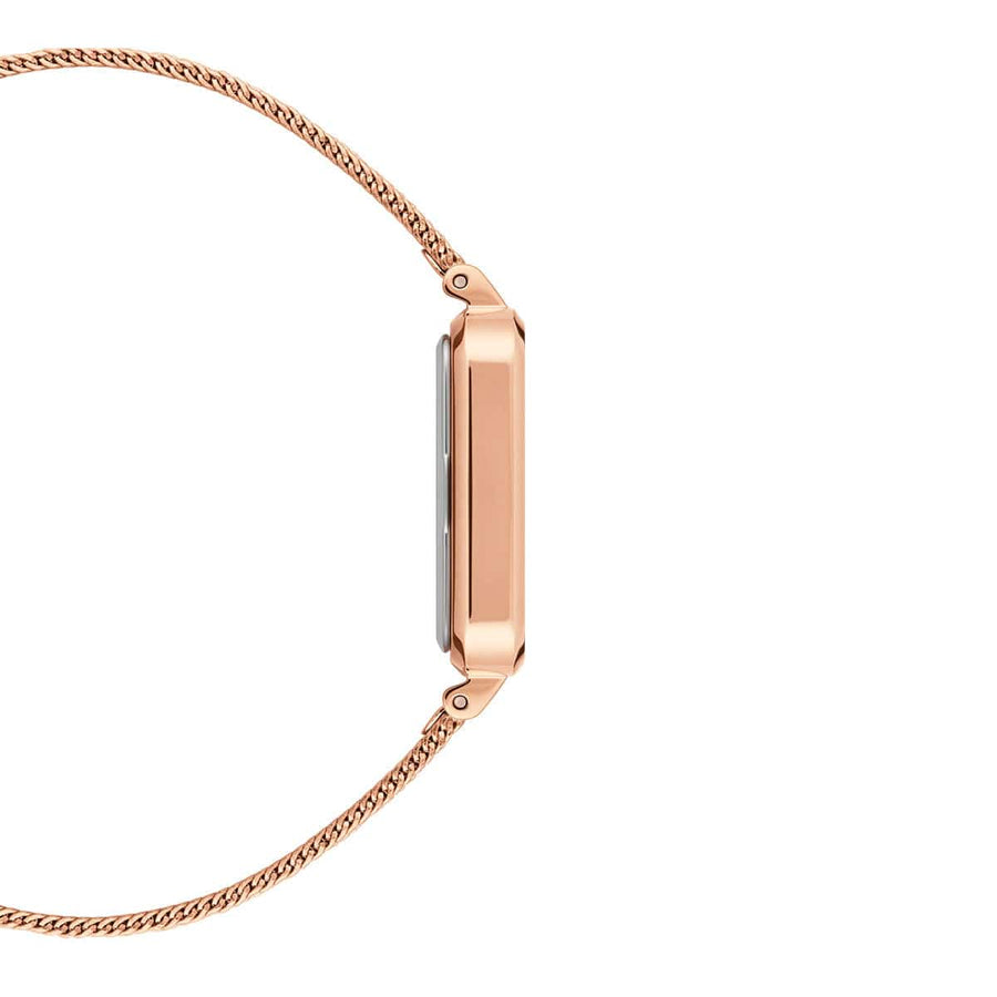 Daniel Wellington Quadro Melrose Green Dial Rose Gold Mesh Strap Watch For Women - DW00100437