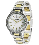 Fossil Jesse Crystals White Dial Two Tone Steel Strap Watch for Women - ES2409