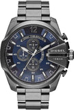 Diesel Mega Chief Chronograph Blue Dial Black Steel Strap Watch For Men - DZ4329