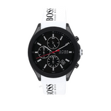 Hugo Boss Velocity Black Dial White Rubber Strap Watch for Men - 1513718