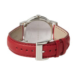 Burberry The City Silver Dial Red Leather Strap Watch for Women - BU9129