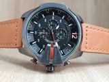 Diesel Mega Chief Quartz Chronograph Brown Leather Strap Watch For Men - DZ4343