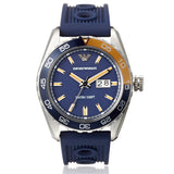 Emporio Armani Sportivo Chronograph Quartz Blue Dial Blue Rubber Strap Watch For Men - AR6045