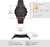 Emporio Armani Paolo Chronograph Black Dial Brown Leather Strap Watch For Men - AR11549