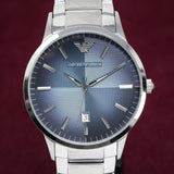 Emporio Armani Renato Quartz Blue Dial Silver Steel Strap Watch For Men - AR11182