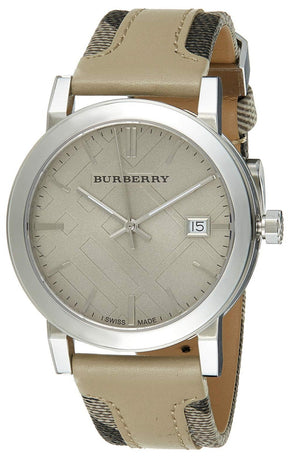 Burberry The City Beige Dial Tan Leather Strap Watch for Women - BU9021