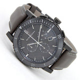 Burberry The City Chronograph Ion Plated Grey Dial Grey Leather Strap Watch for Men - BU9384