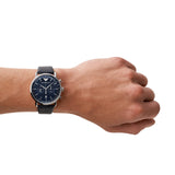 Emporio Armani Aviator Blue Dial Blue Leather Strap Watch For Men - AR11105