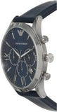 Emporio Armani Giovanni T Bar Chronograph Quartz Blue Dial Blue Leather Strap Watch For Men - AR11226