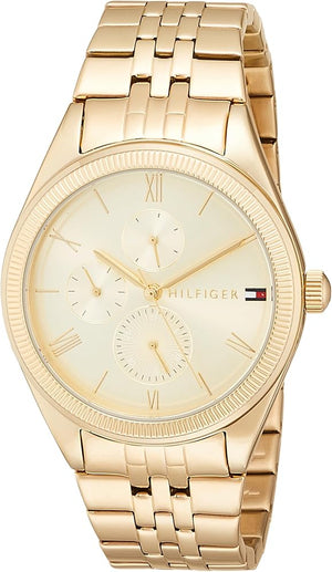 Tommy Hilfiger Monica Quartz Gold Dial Gold Steel Strap Watch For Women - 1782592