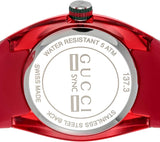 Gucci Sync Quartz Red Dial Red Rubber Strap Watch For Women - YA137303