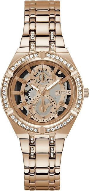 Guess Allara Quartz Rose Gold Dial Rose Gold Steel Strap Watch For Women - GW0604L3