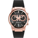 Salvatore Ferragamo Sapphire Chrono Black Dial Black Rubber Strap Watch for Men - SFME00721