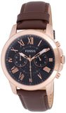 Fossil Grant Chronograph Blue Dial Brown Leather Strap Watch for Men - FS5068