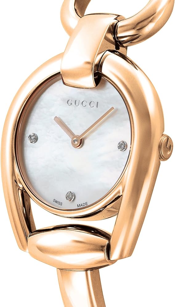 Gucci Horsebit Collection Diamonds Mother of Pearl Dial Rose Gold Steel Strap Watch For Women - YA139508