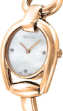 Gucci Horsebit Collection Diamonds Mother of Pearl Dial Rose Gold Steel Strap Watch For Women - YA139508