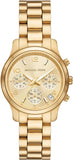 Michael Kors Runway Chronograph Gold Dial Gold Steel Strap Watch For Women - MK7326