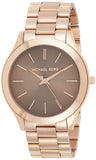 Michael Kors Slim Runway Brown Dial Rose Gold Stainless Steel Strap Watch for Women - MK3181