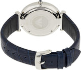 Emporio Armani Gianni T Bar Quartz Blue Dial Blue Leather Strap Watch For Men - AR11300