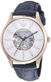 Emporio Armani Meccanico Automatic White Dial Blue Leather Strap Watch For Men - AR1947