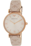 Emporio Armani Kappa Quartz Rose Gold Dial Pink Leather Strap Watch For Women - AR11010