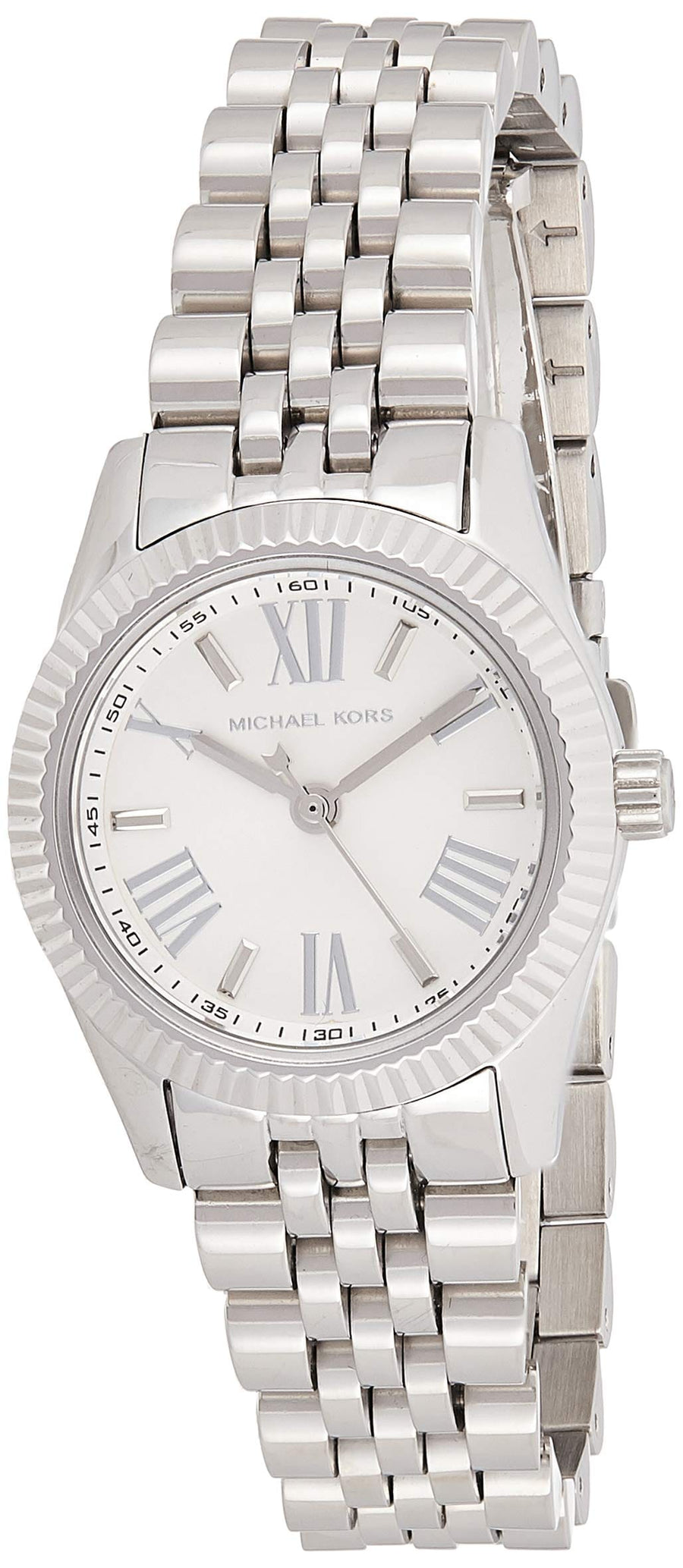 Michael Kors Lexington Quartz White Dial Silver Steel Strap Watch For Women - MK3228