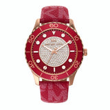 Michael Kors Runway Three-Hand Quartz Red Dial Red Leather Strap Watch For Women - MK7179