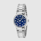 Gucci G Timeless Quartz Blue Dial Silver Steel Strap Watch for Women - YA1265043