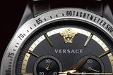 Versace Classic Chronograph Quartz Black Dial Silver Steel Strap Watch For Men - VEV700419