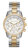 Michael Kors Ritz White Dial Two Tone Steel Strap Watch for Women - MK6474