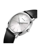 Calvin Klein Posh Silver Dial Black Leather Strap Watch for Men - K8Q311C6