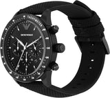 Emporio Armani Mario Chronograph Quartz Black Dial Black Nylon Strap Watch For Men - AR11453