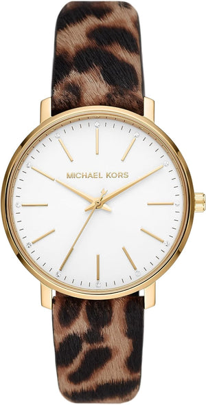 Michael Kors Pyper Three-Hand White Dial Cheetah Print Leather Strap Watch for Women - MK4751