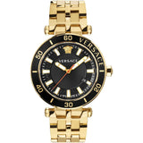 Versace Greca Sport Quartz Black Dial Gold Steel Strap Watch for Men - VEZ300721