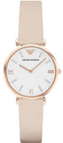 Emporio Armani Gianni T Bar Quartz White Dial Beige Leather Strap Watch For Women - AR1927