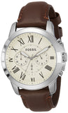 Fossil Grant Chronograph White Dial Brown Leather Strap Watch for Men - FS4735