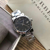 Burberry The City Black Dial Silver Steel Strap Watch for Women - BU9101