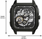 Fossil Inscription Automatic Skeleton Black Dial Black Steel Strap Watch for Men - BQ2574