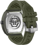 Philipp Plein The Skeleton Green Dial Green Silicone Strap Watch for Men- PWVBA0223