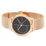 Calvin Klein Minimal Black Dial Rose Gold Mesh Bracelet Watch for Men - K3M22621